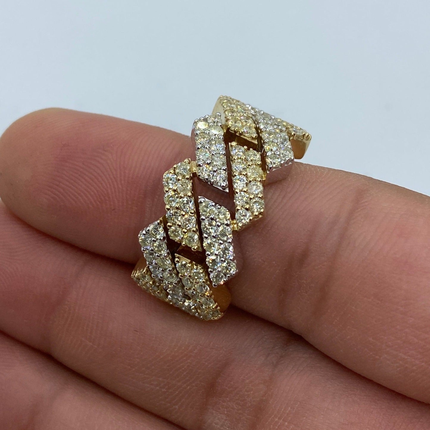 10K Two-Tone Cuban Link Diamond Ring