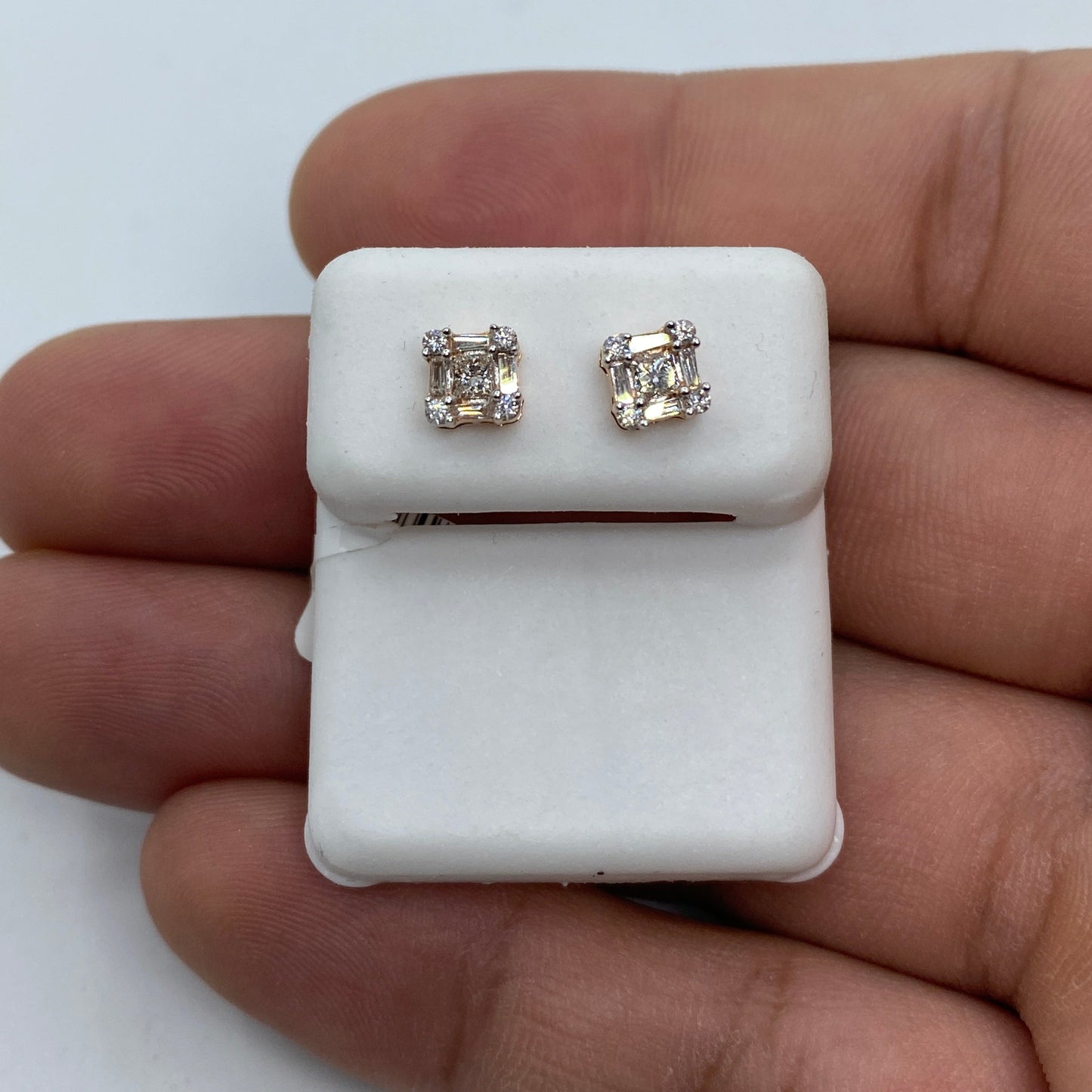 14K Diamond Baguette Stud Earrings