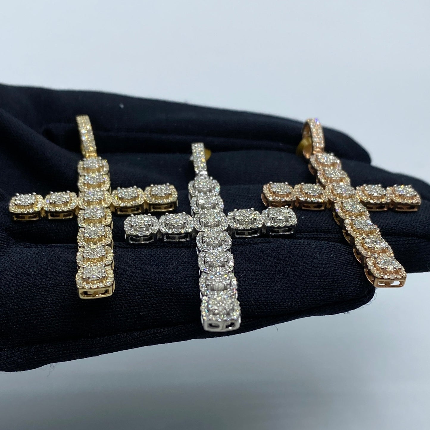 10K Square Cross Diamond Pendant
