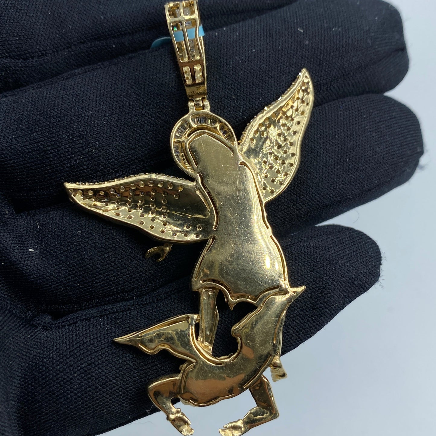 14K Saint Michael Diamond Baguette Pendant