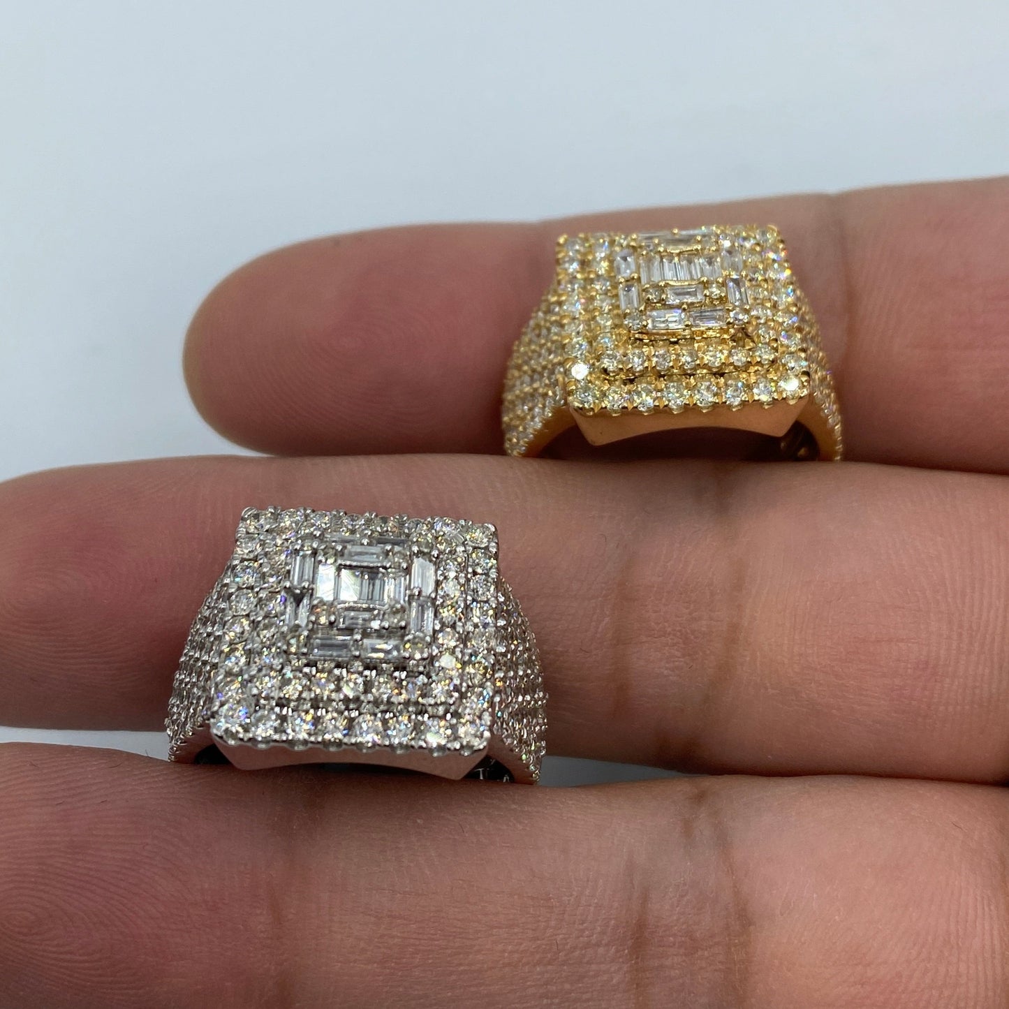 14K Square Diamond Baguette Center Ring