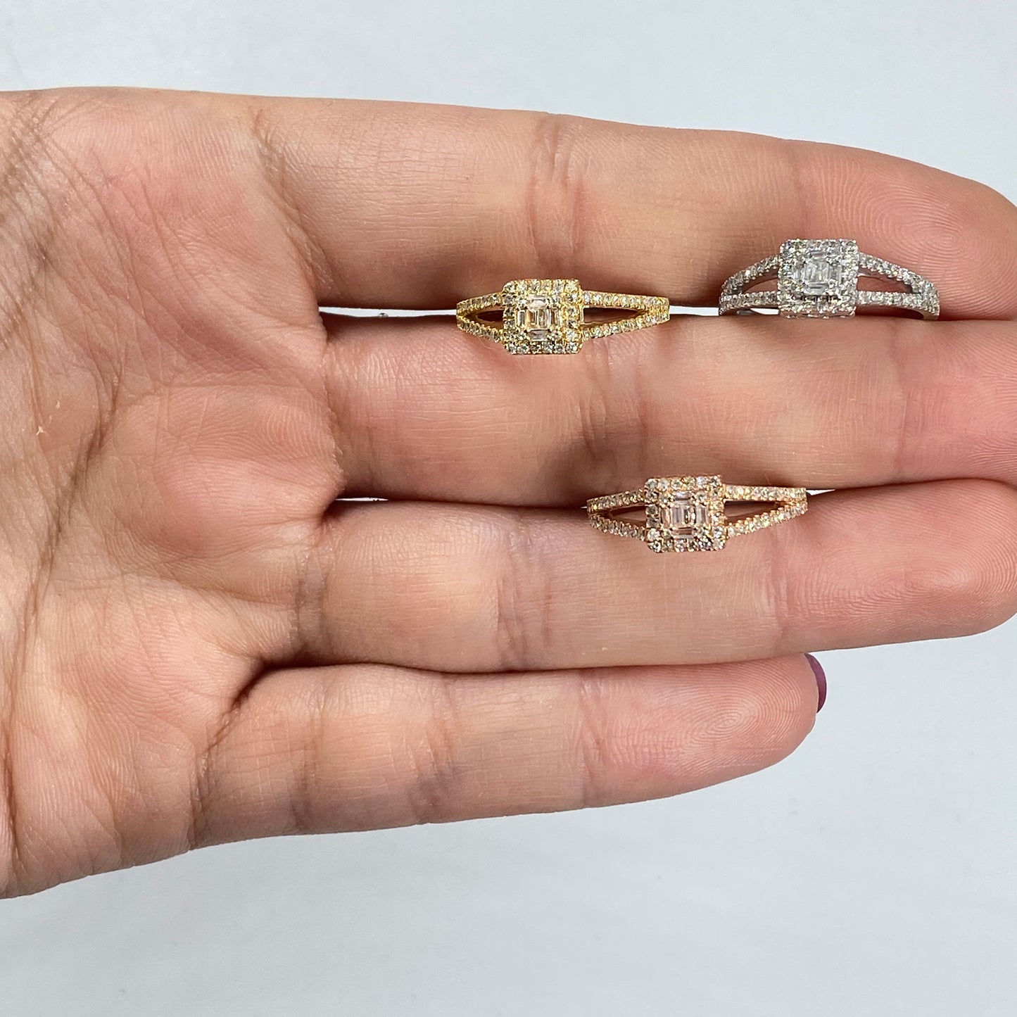 14K Baguette Diamond Square Engagement Ring