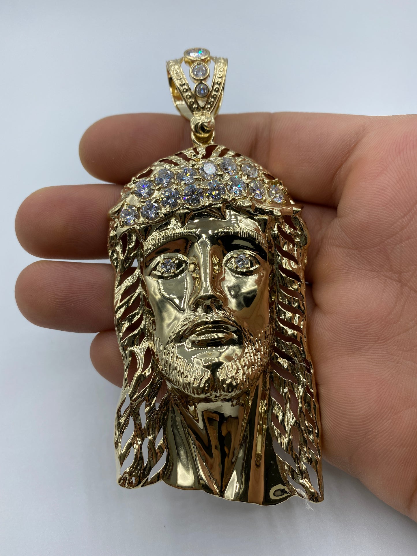 14K Jesus Head Pendant 4.0"