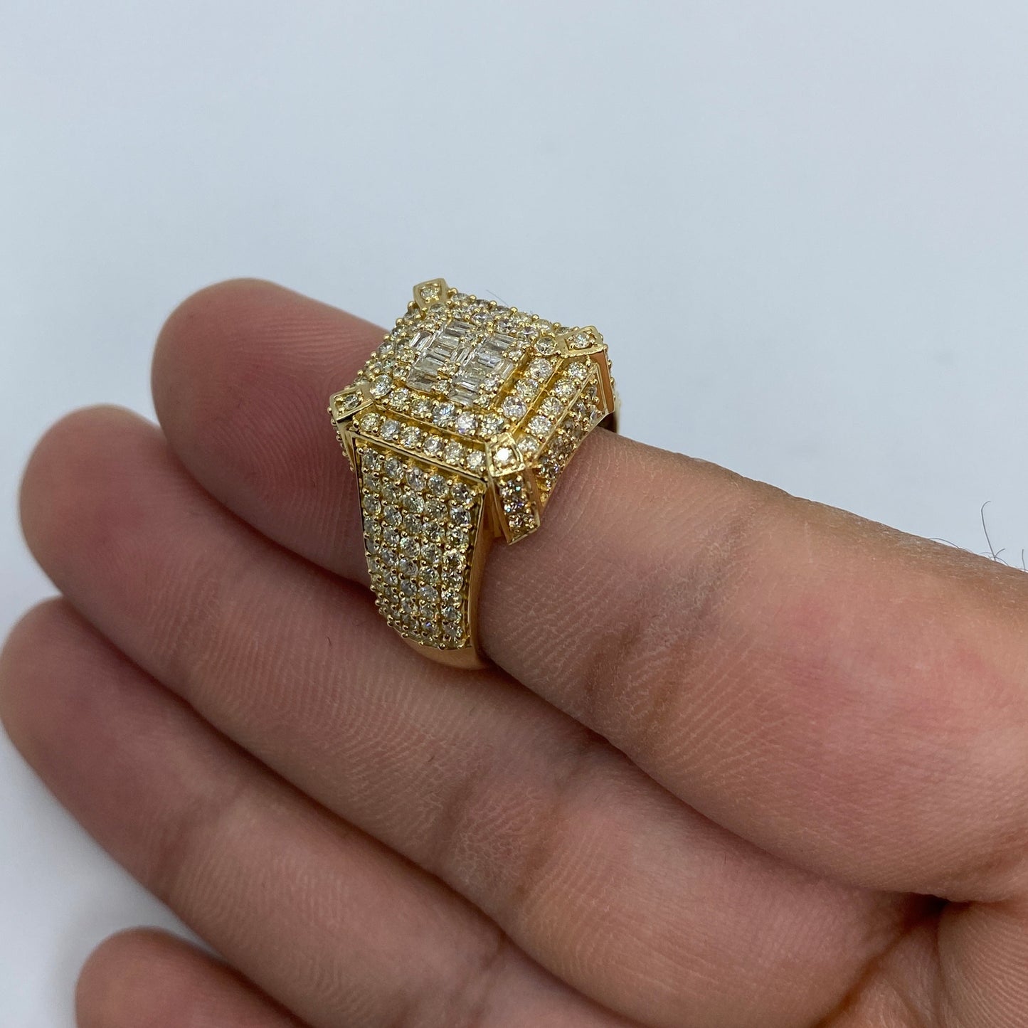 14K Square Diamond Baguette Villa Ring