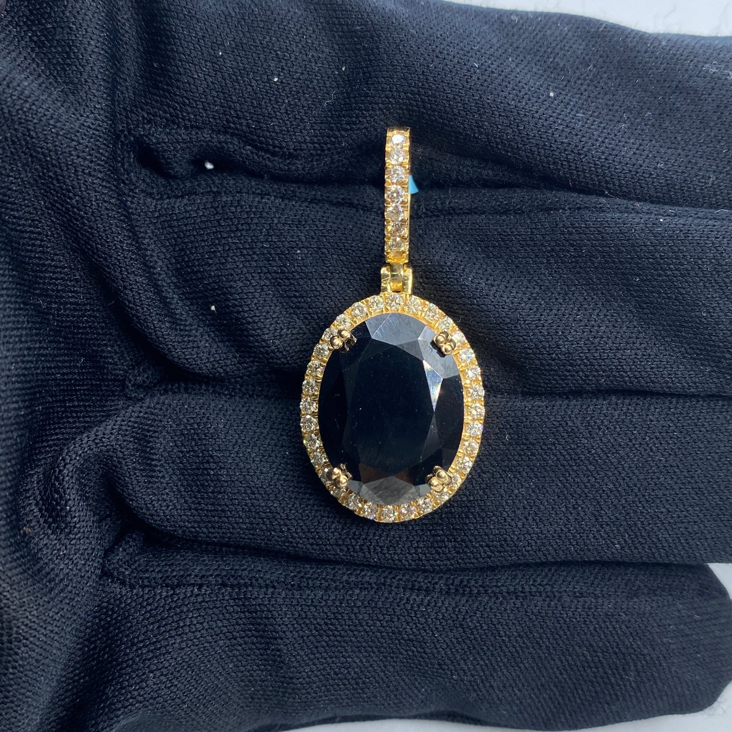 14K Color Stone Diamond Halo Pendant