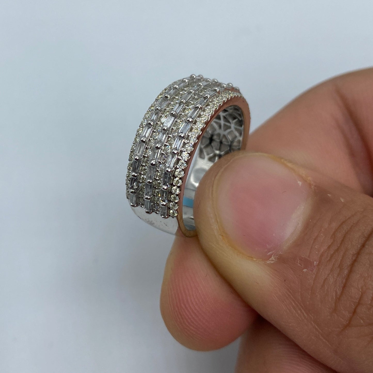 14K Triple Dash Diamond Baguette Band