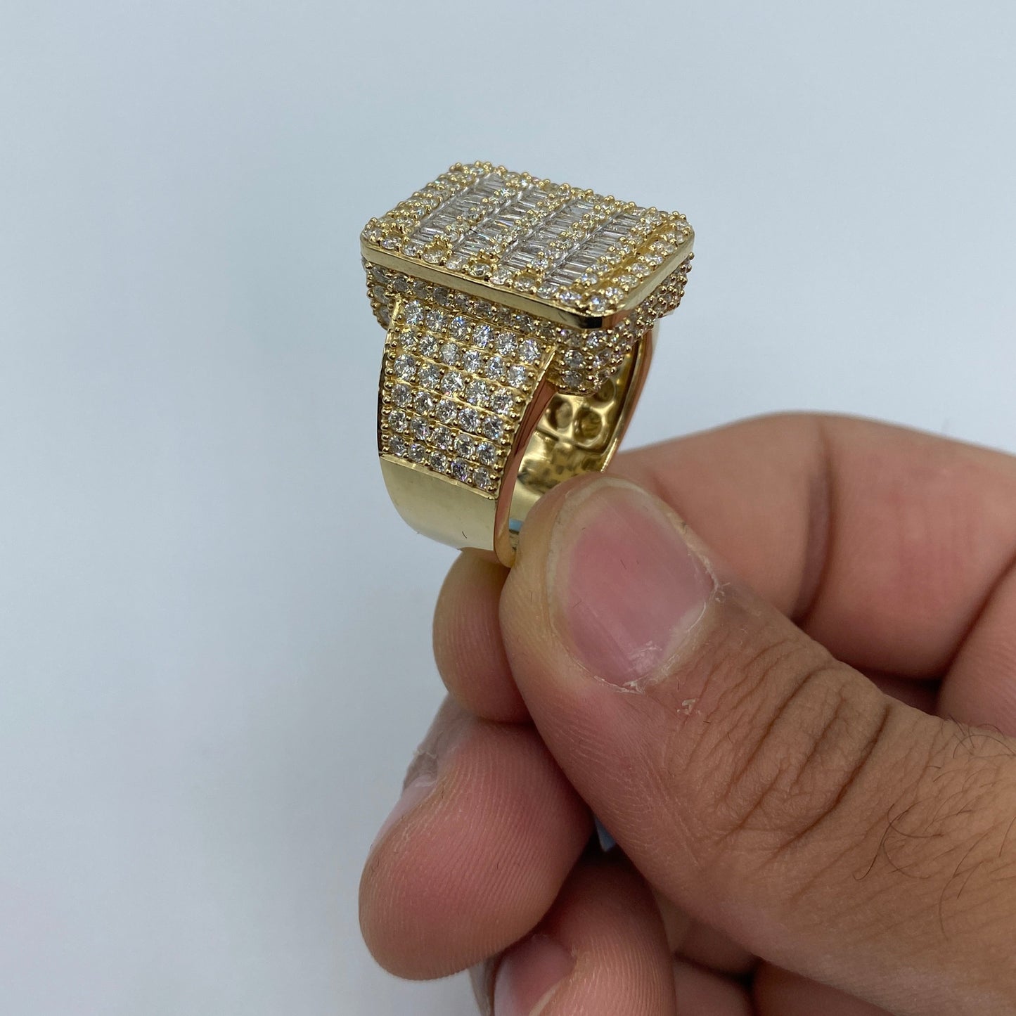 14K Rectangle Diamond Baguette Ring 5.65ct