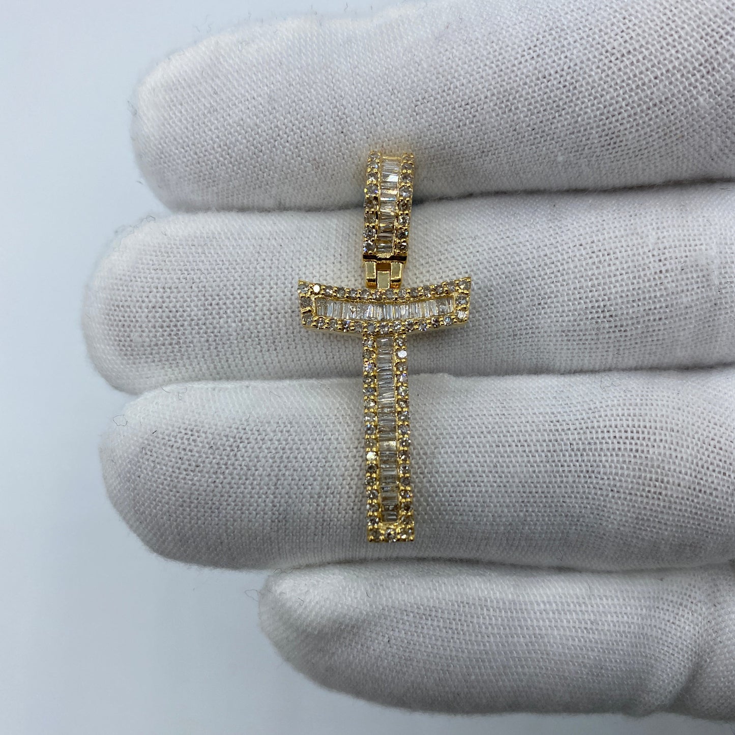 14K Initial T Diamond Baguette Pendant