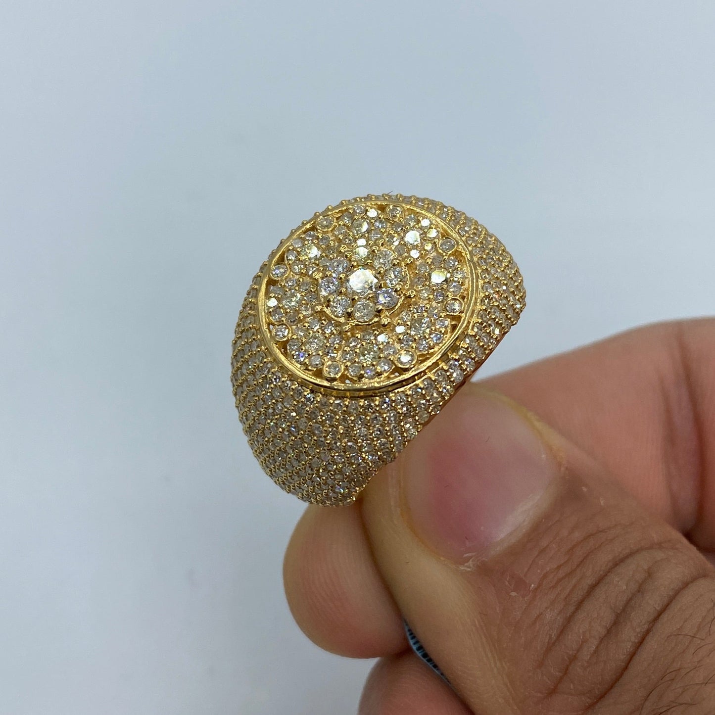 14K Flower Diamond Dome Ring