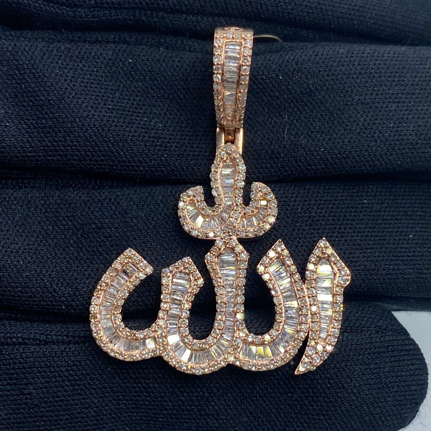 10K Rose Gold Allah Baguette Pendant