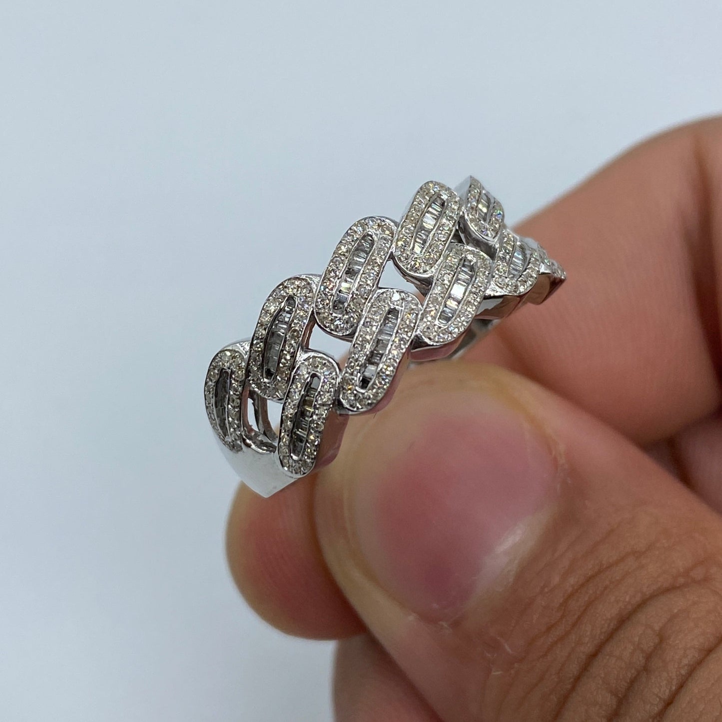 10K/14K Gold 9MM Rounded Cuban Link Diamond Baguette Ring