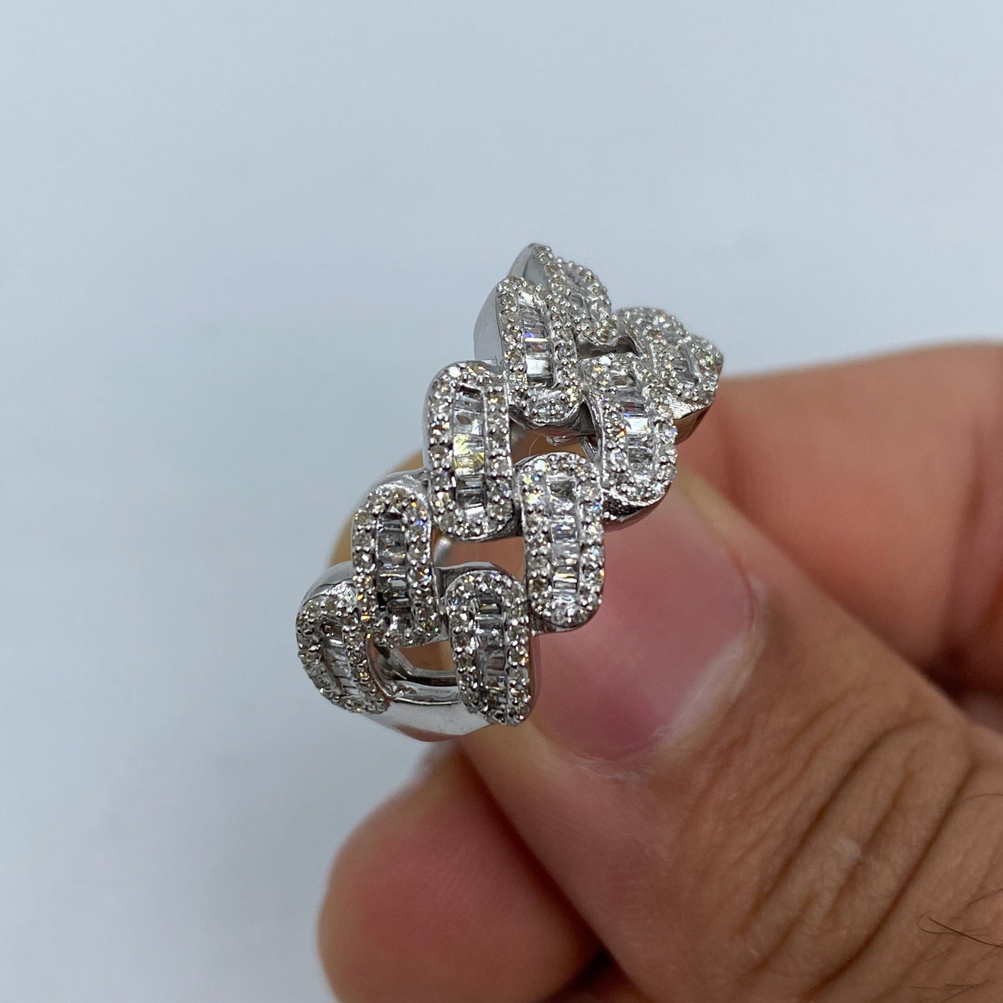 10K Chubby Cuban Link Diamond Baguette Ring