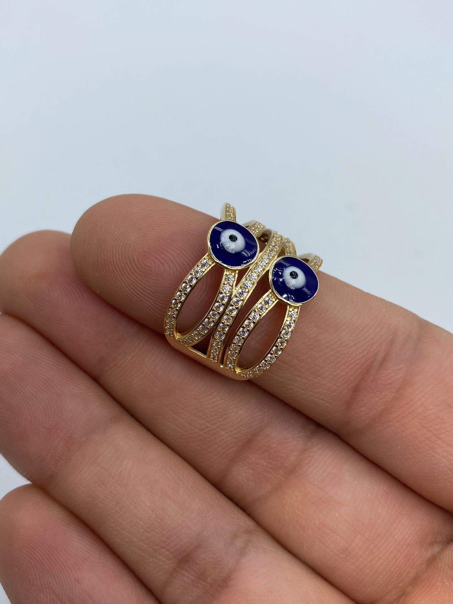 14K Evil Eye Wave Ring