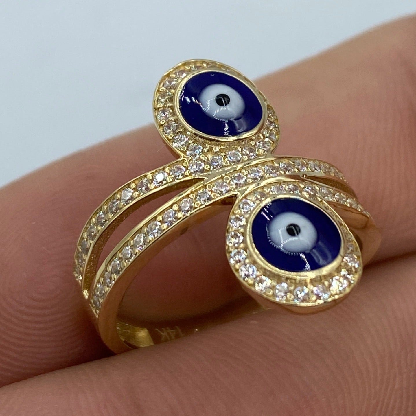 14K Twin Evil Eye Ring