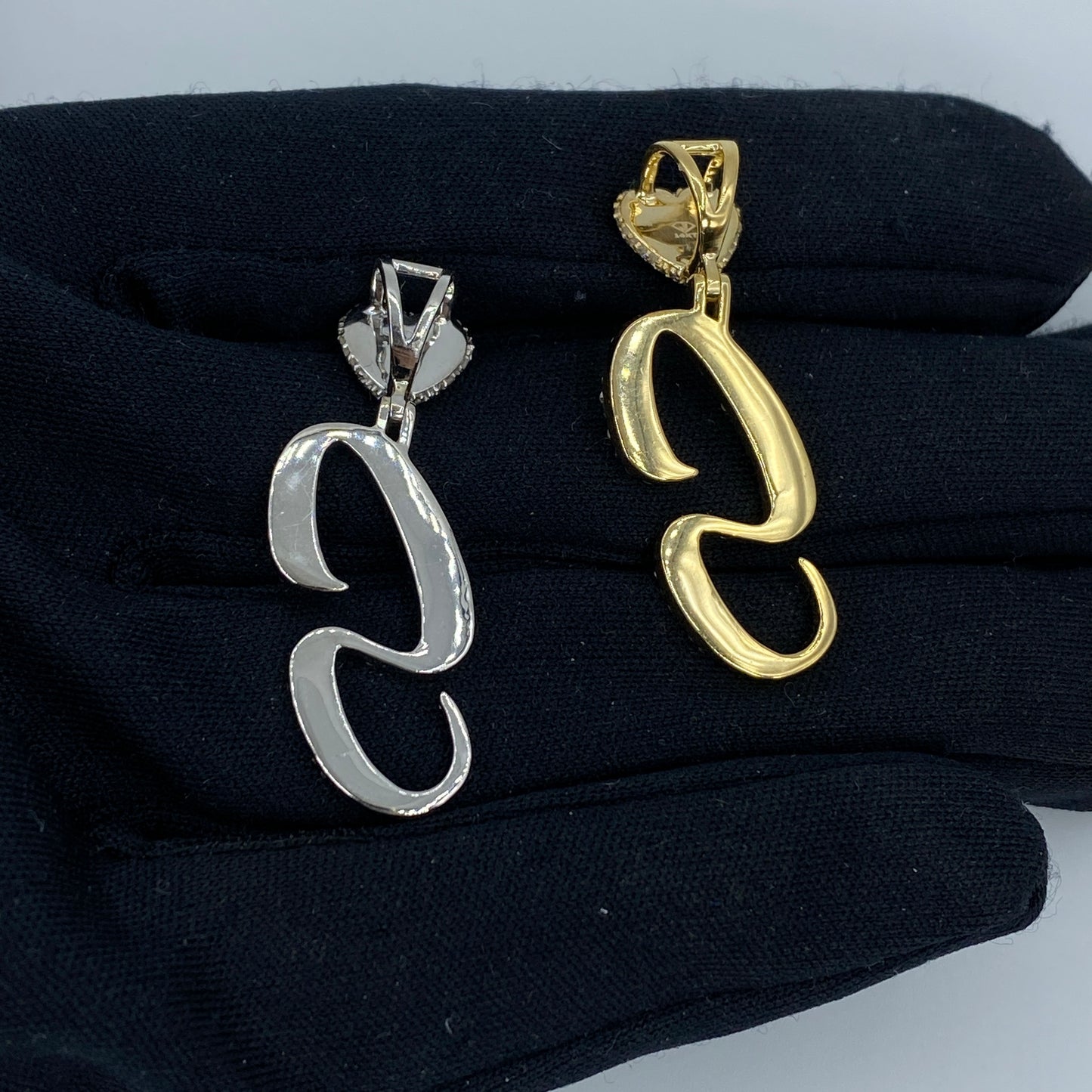14k Initial S Script Heart Diamond Pendant