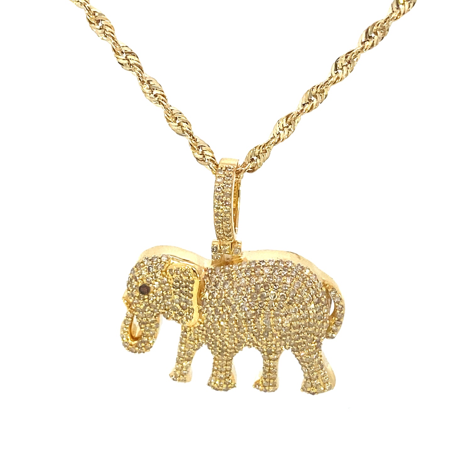14K Elephant Diamond Pendant