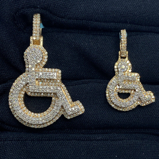14K Handicap Wheelchair Diamond Pendant