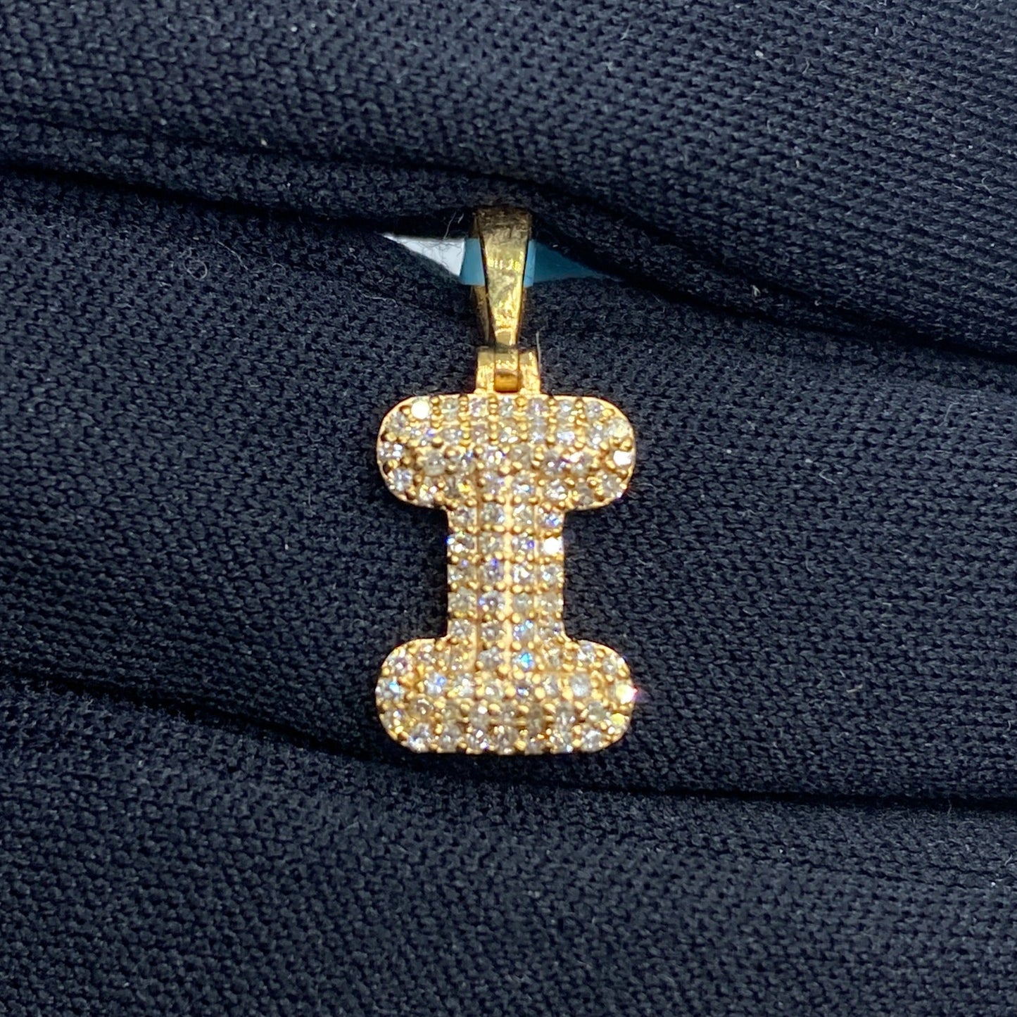 14k Initial I Bubble Pendant