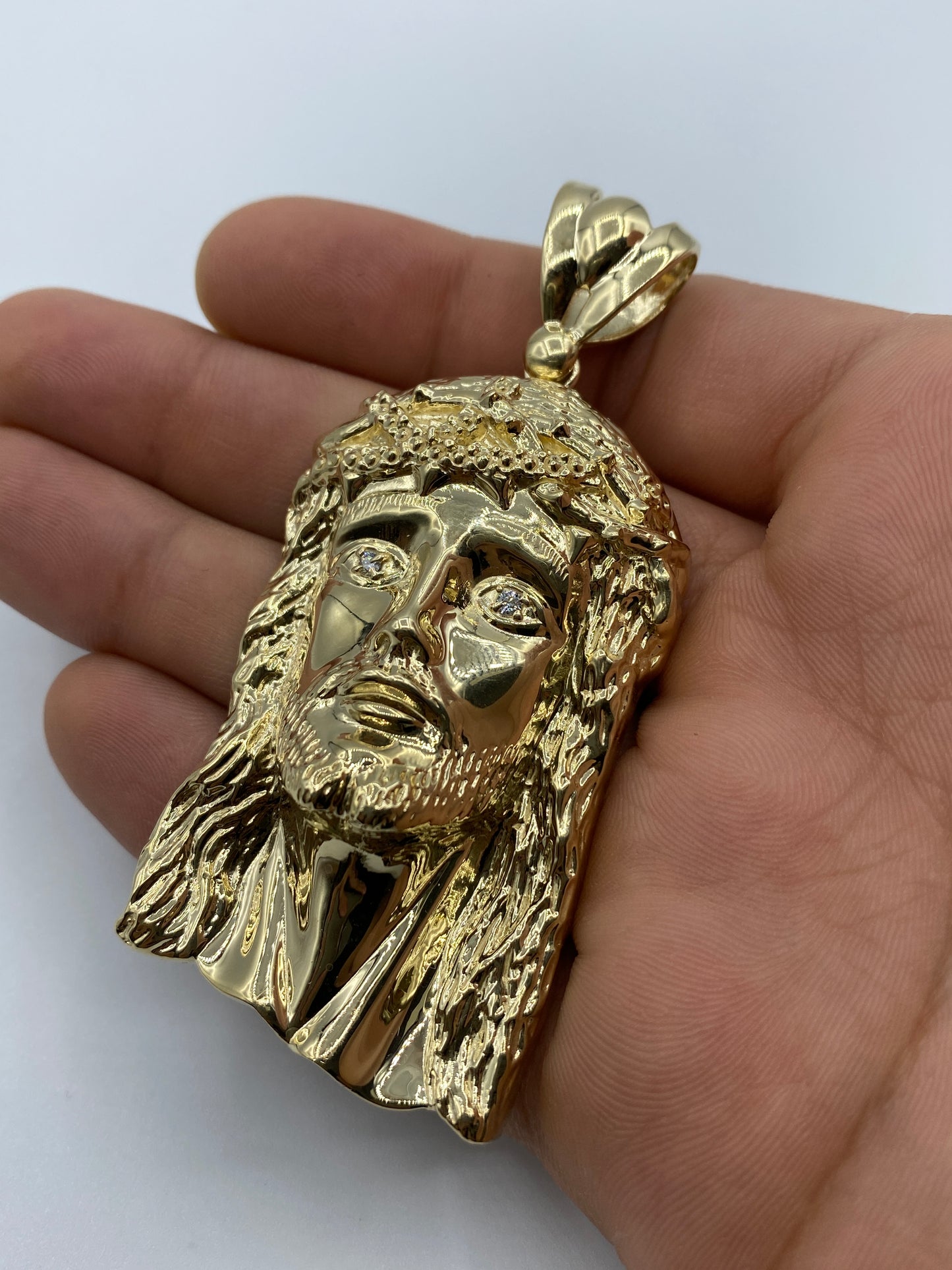 14K Jesus Head Pendant 3.25"