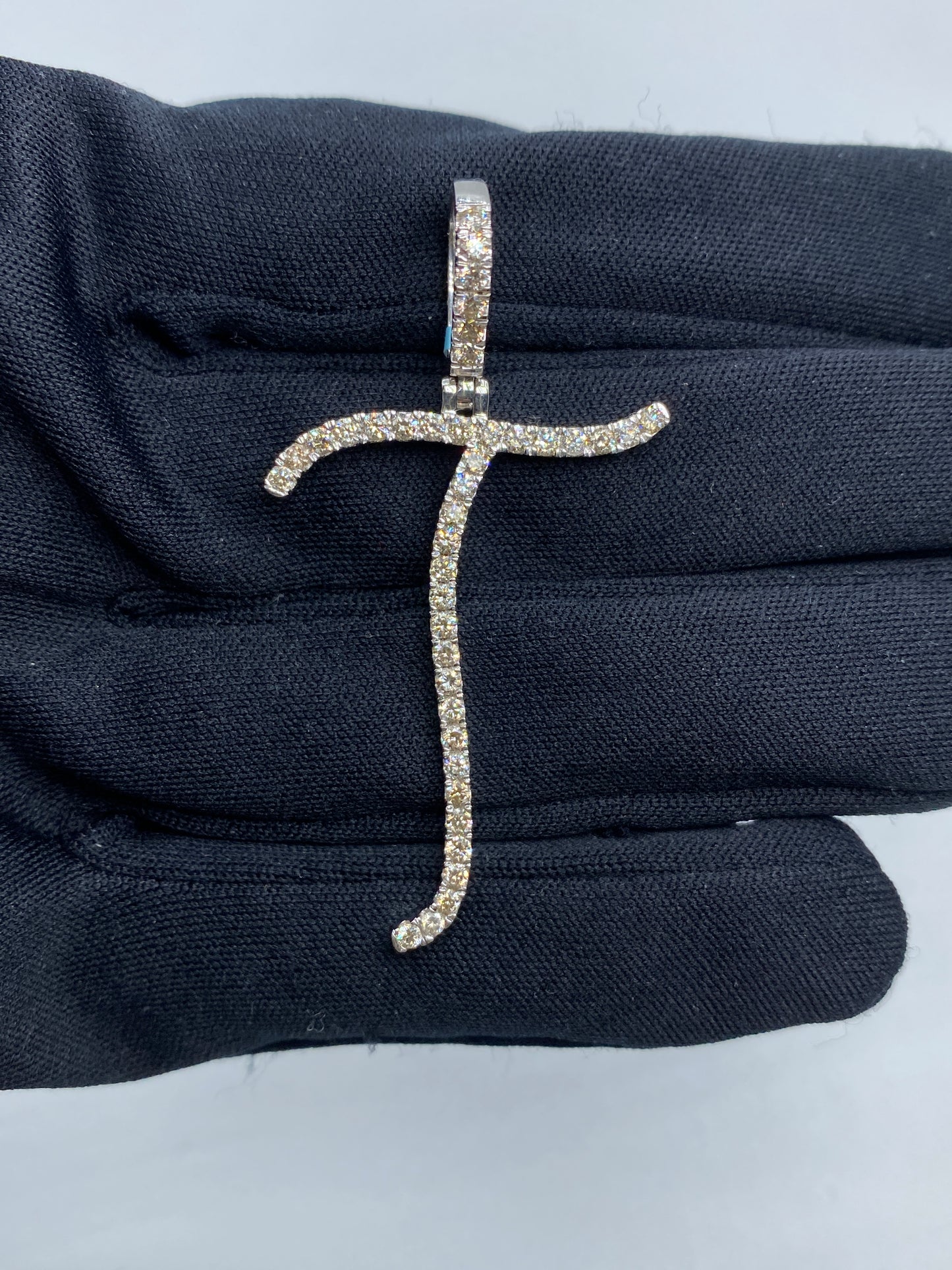 14k Initial T Large Script Pendant