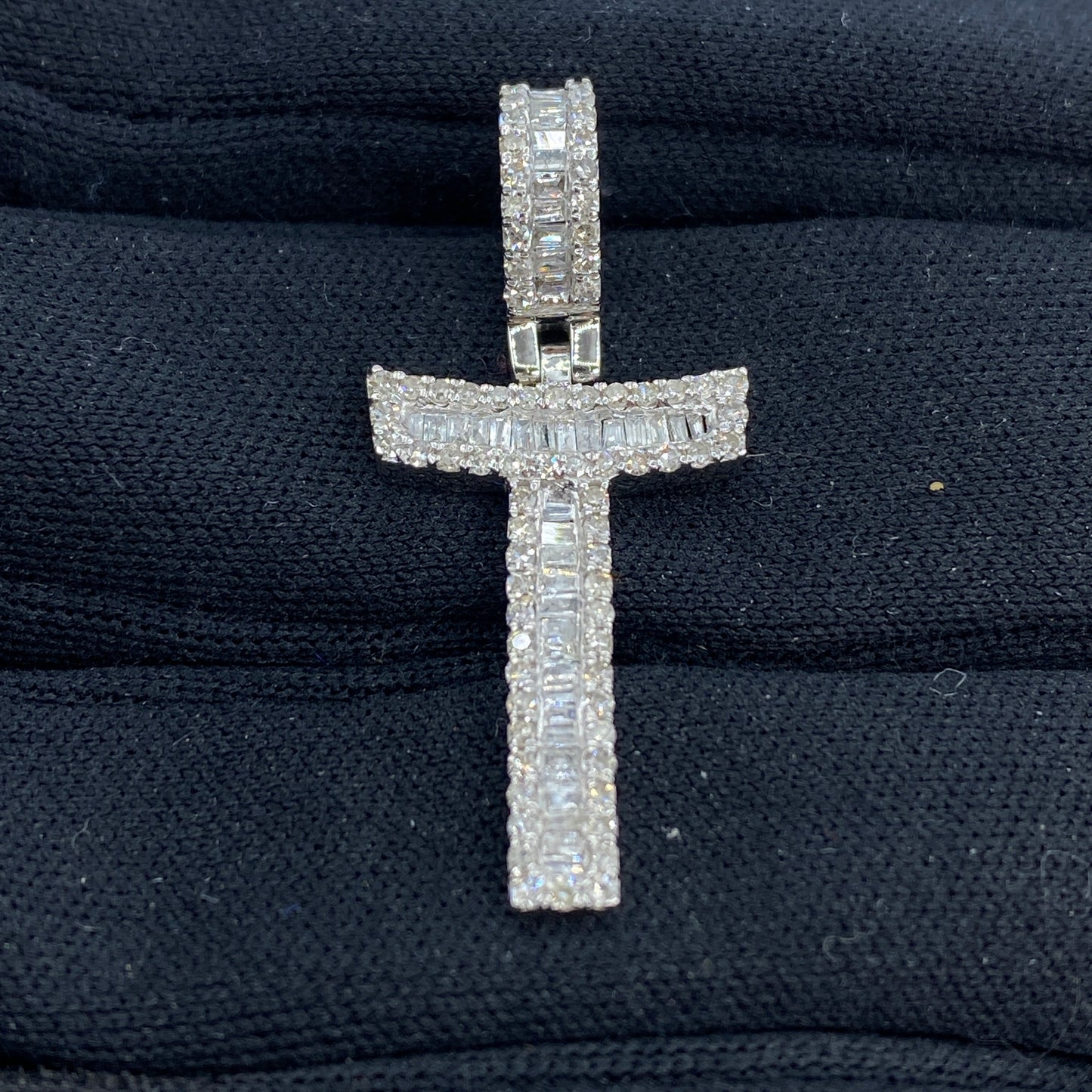 14K Initial T Diamond Baguette Pendant