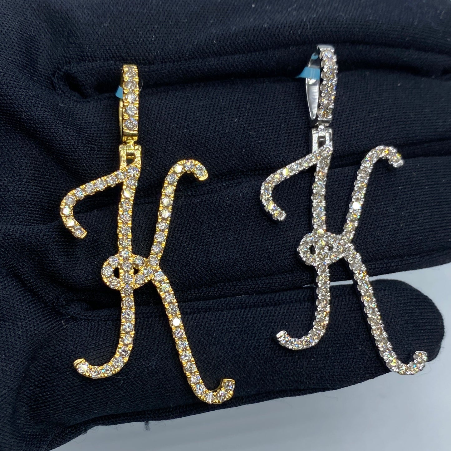 14K Initial K Large Script Pendant