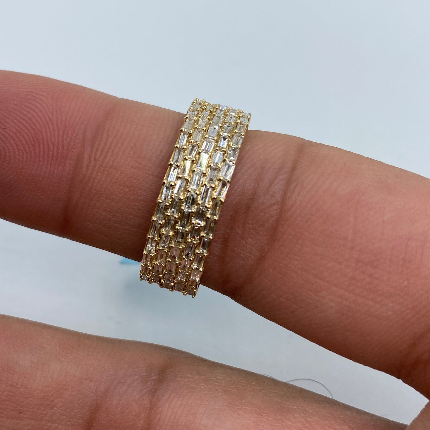 14K Five Stripe Diamond Baguette Ring