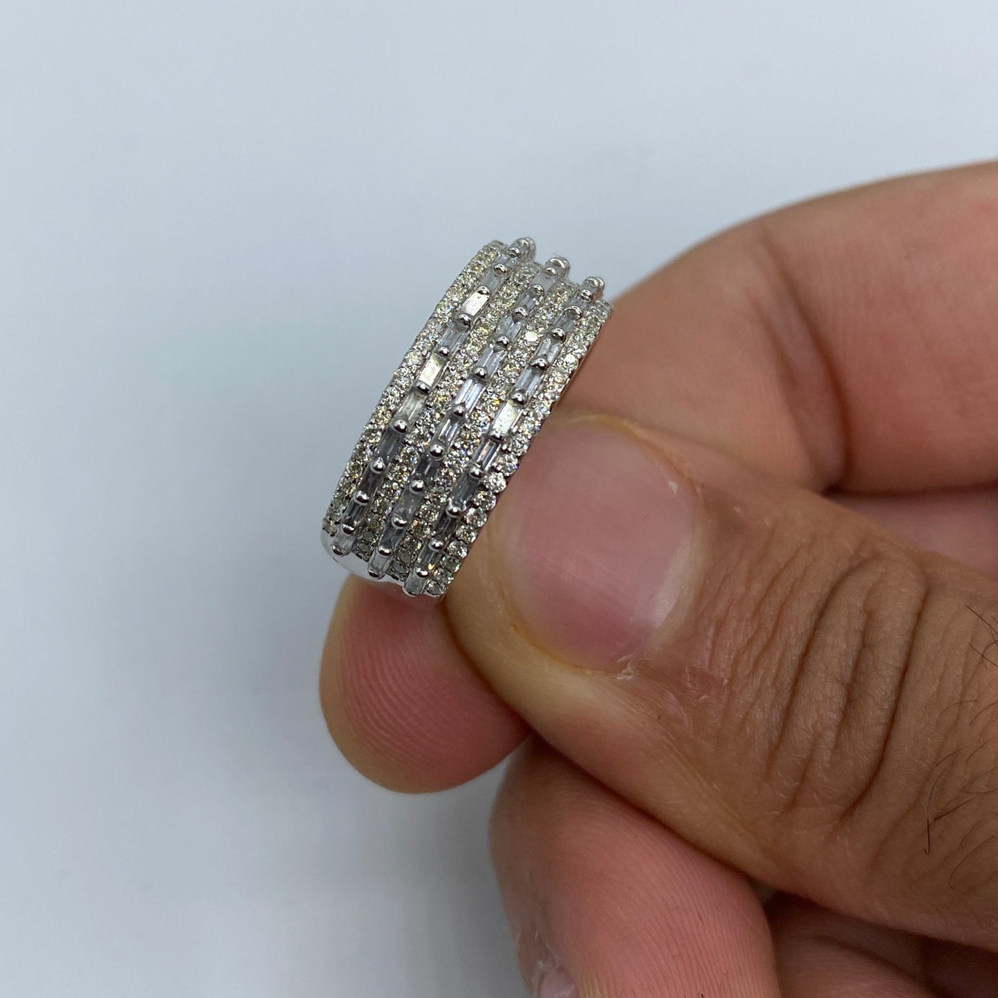 14K Triple Dash Diamond Baguette Band