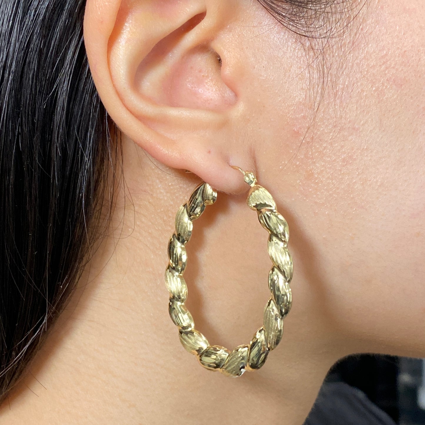 10K Braided Hoop Earring