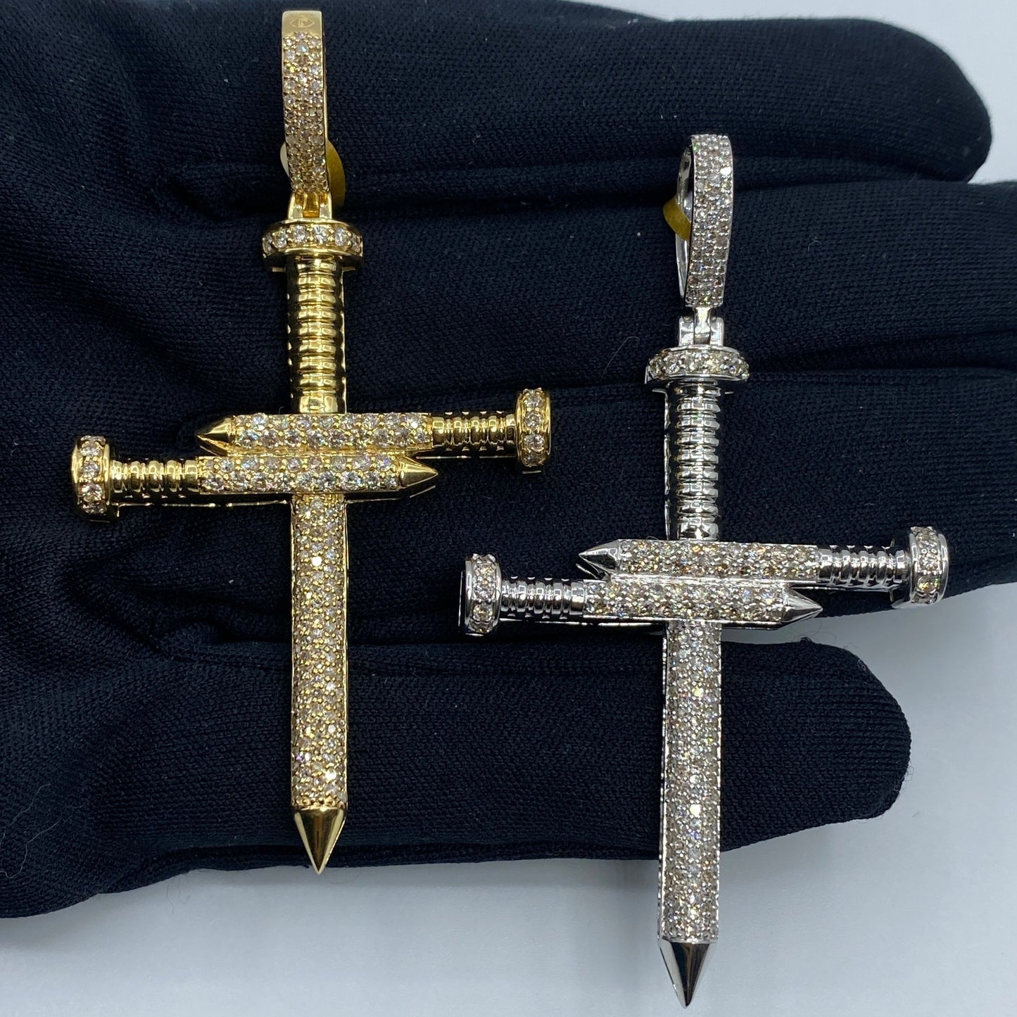 10K Nail Cross Diamond Pendant