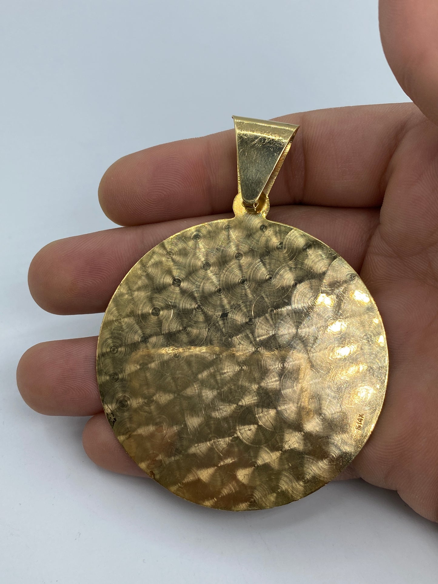 14K Saint Barbara Round Medallion Pendant 3.25"