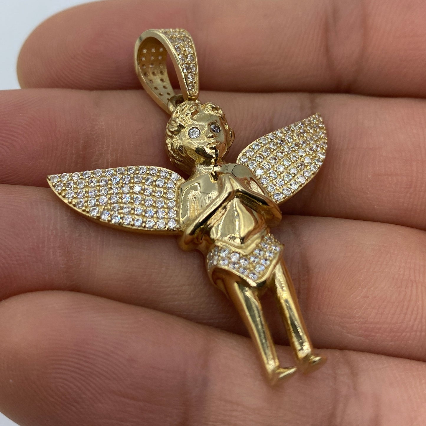 14K Baby Angel Pendant 1.75"