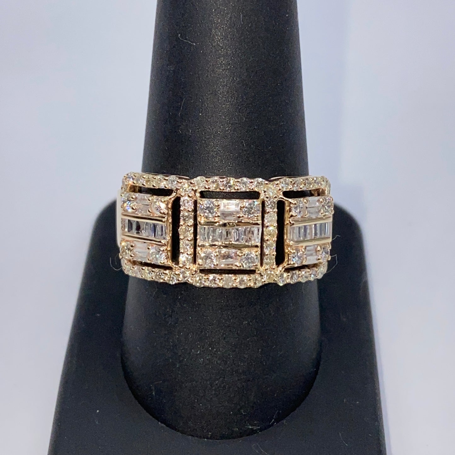 10K Nobility Square Diamond Baguette Ring