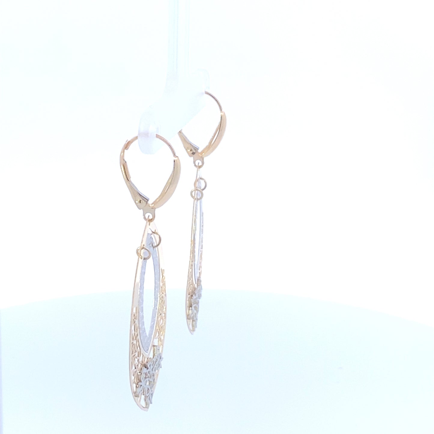 14K Gold Oval Hanging Earrings