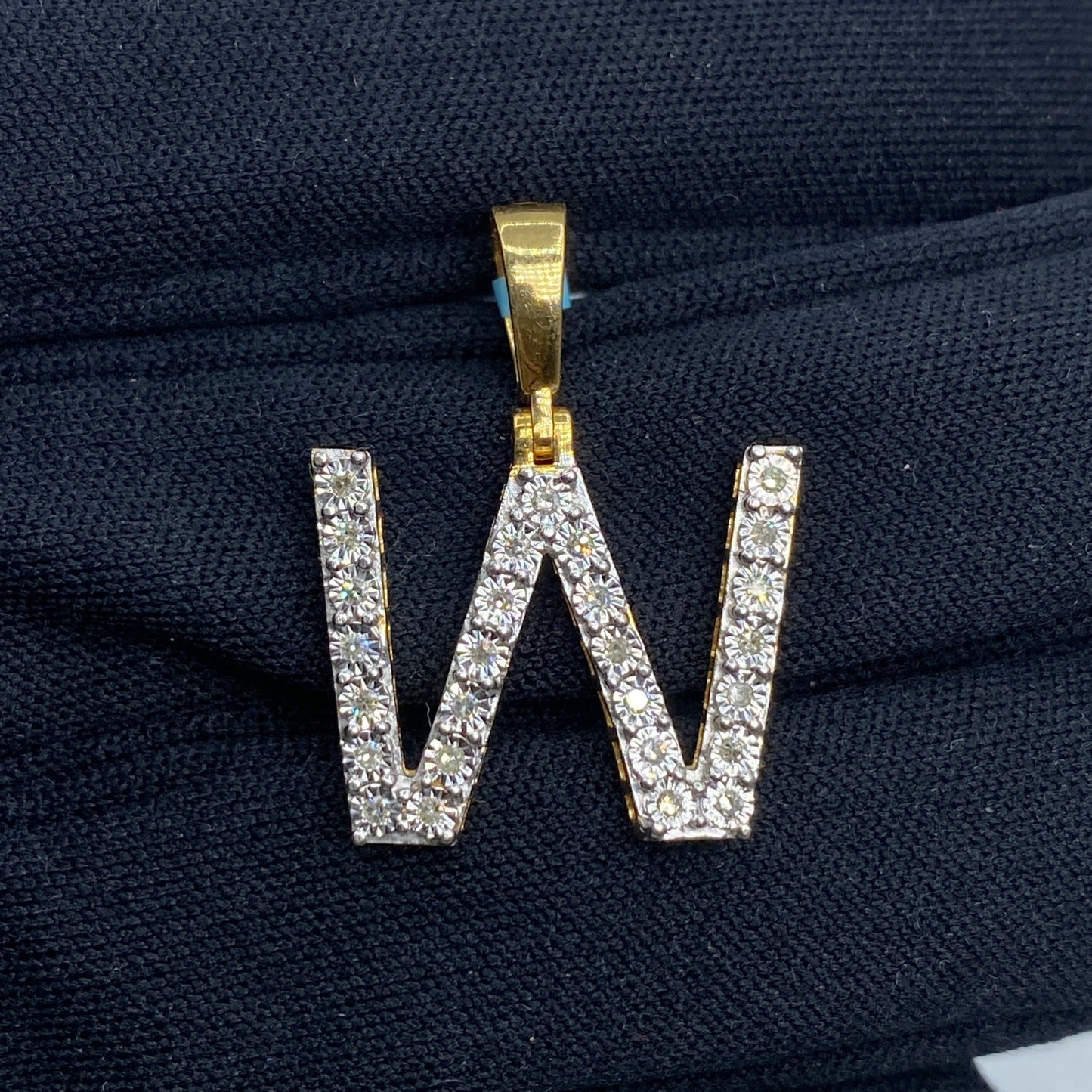 14k Single Stone Initial W Pendant