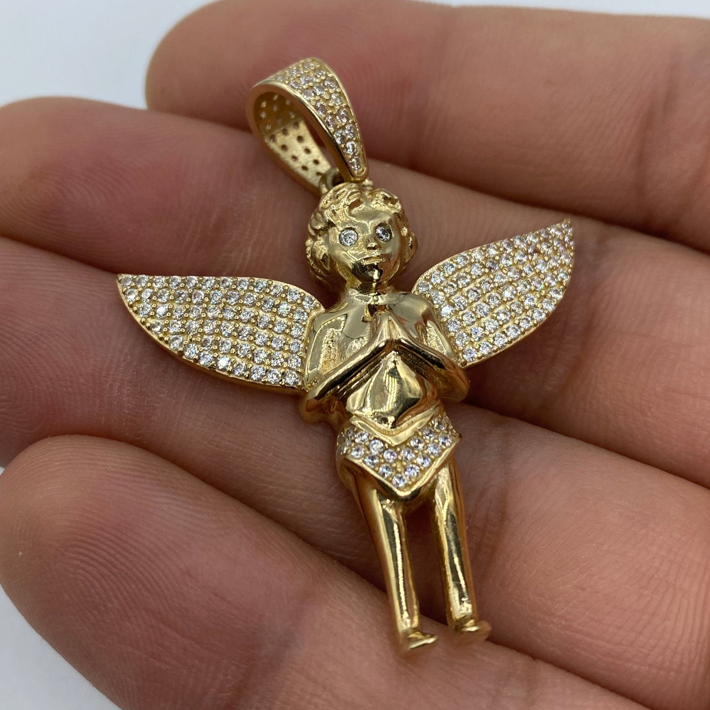 14K Baby Angel Pendant 1.75"
