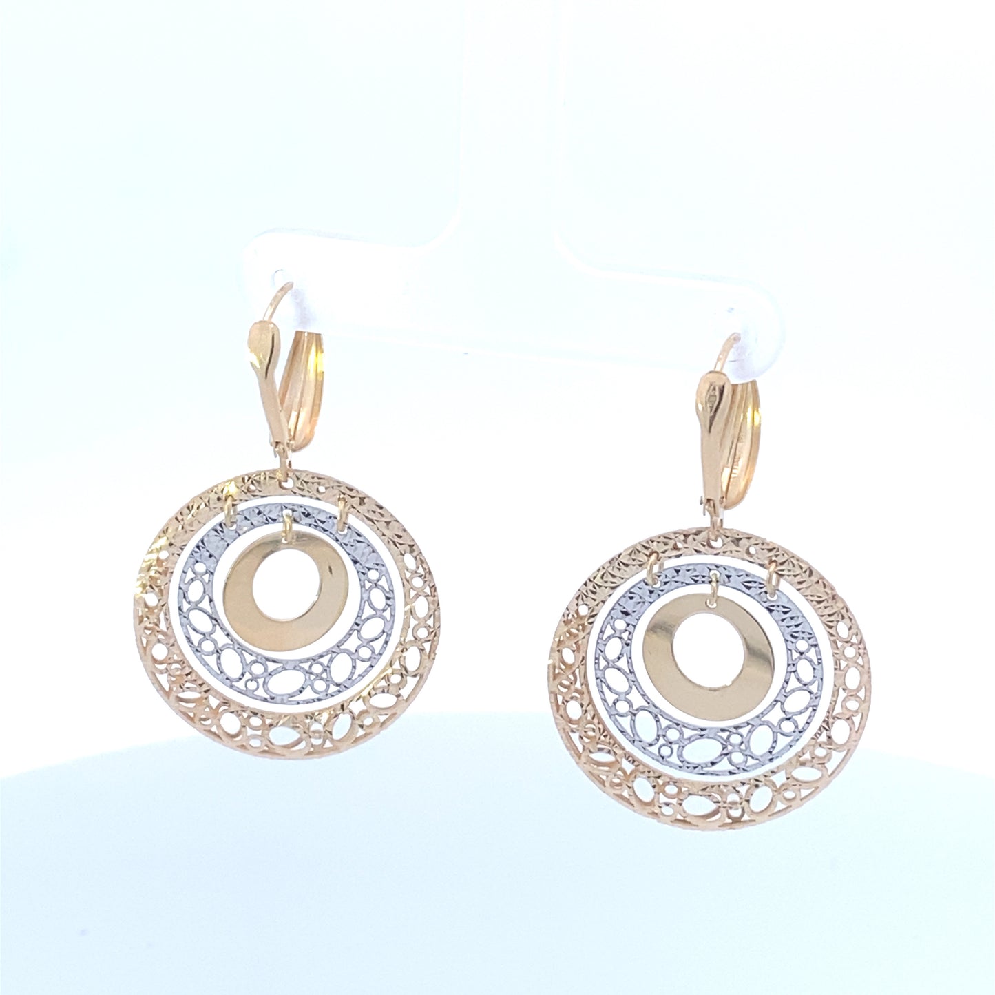 14K Gold Circle Hanging Earrings