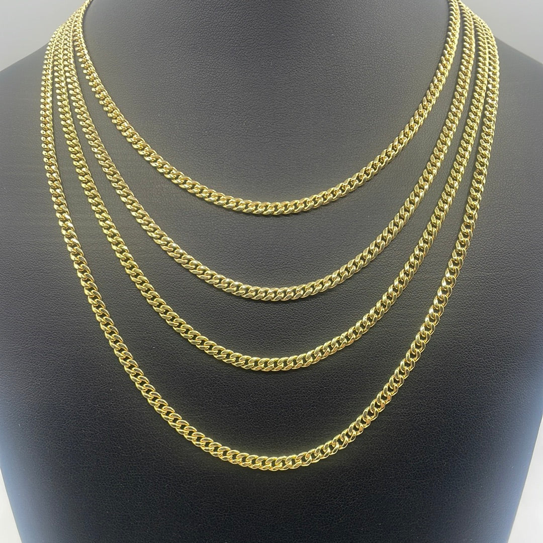 10K 4MM Miami Cuban Link Chain 16-26”