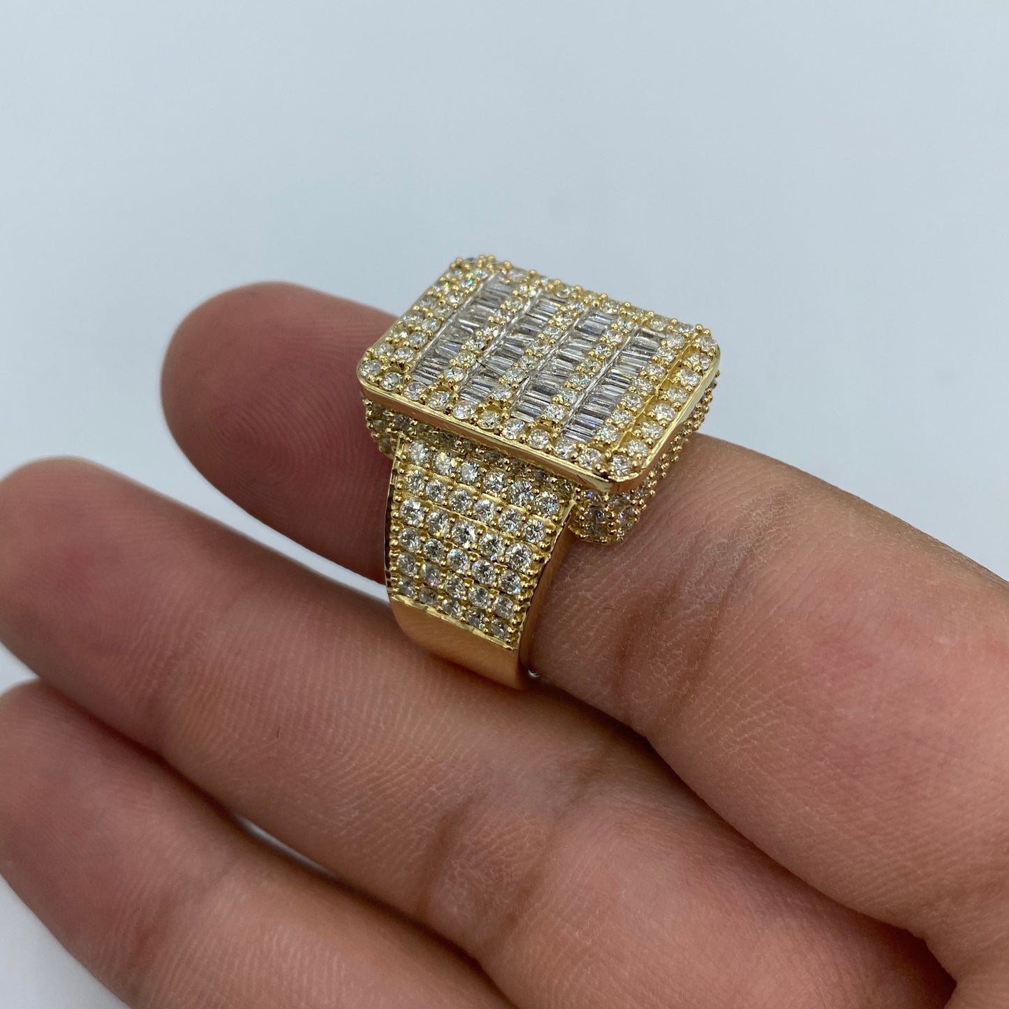14K Rectangle Diamond Baguette Ring 5.65ct