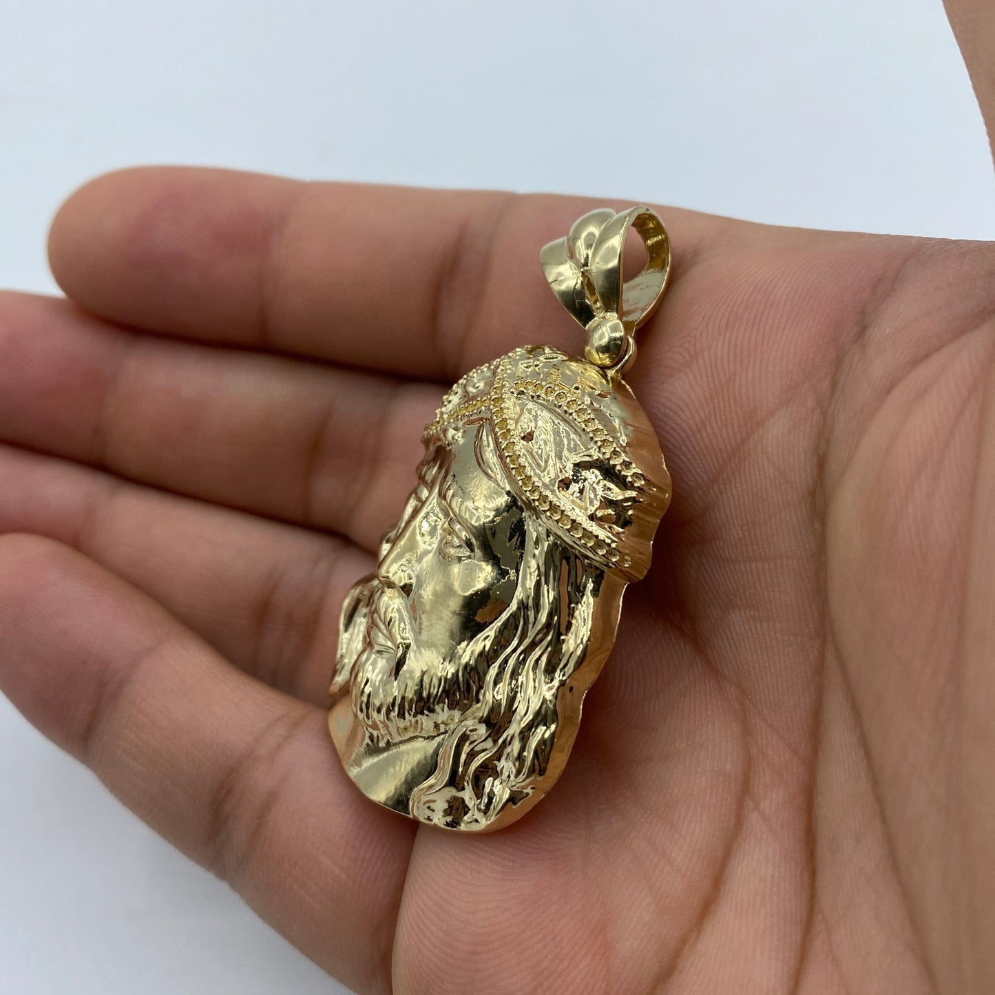 14K Jesus Head Pendant 2.3"