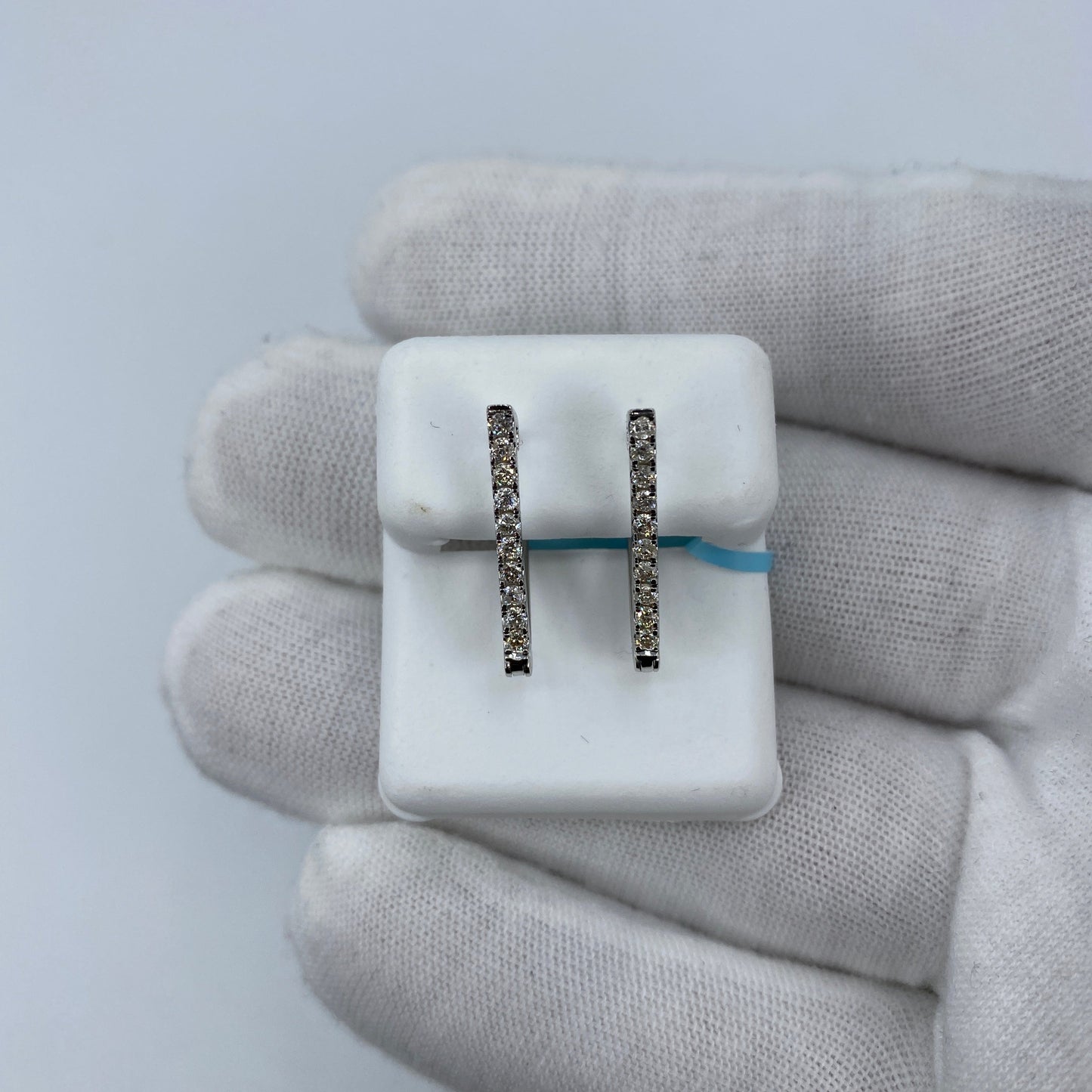 14k Triangle Hoop Diamond Earrings