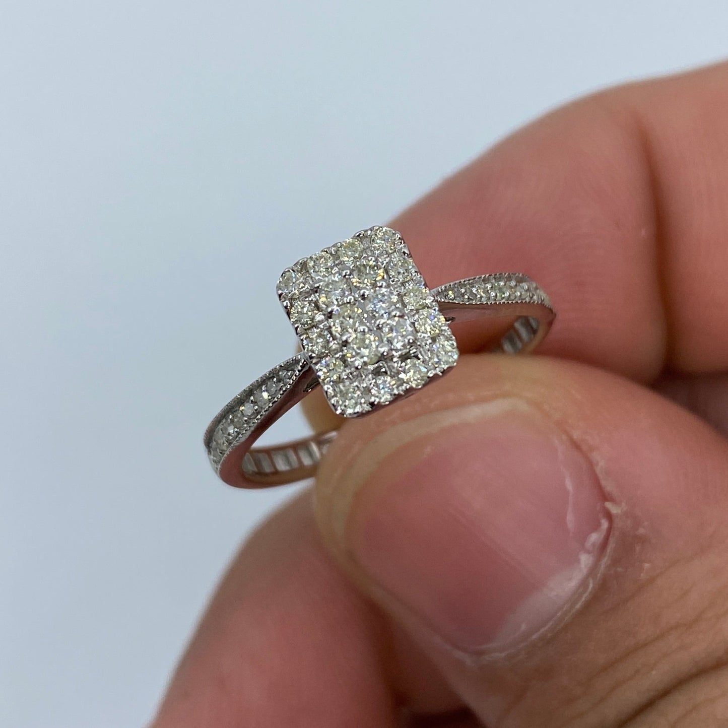 14K Rectangle Diamond Engagement Ring