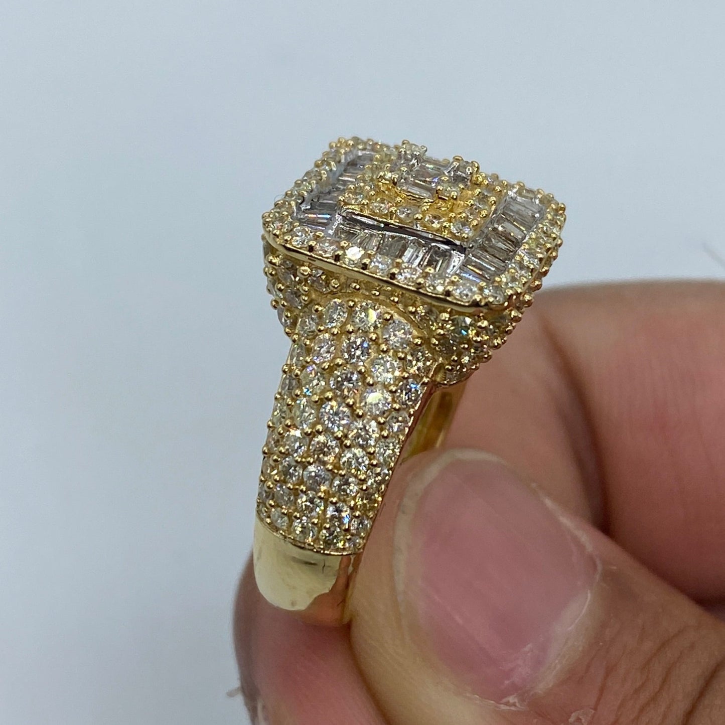 14K Square Diamond Baguette Ring