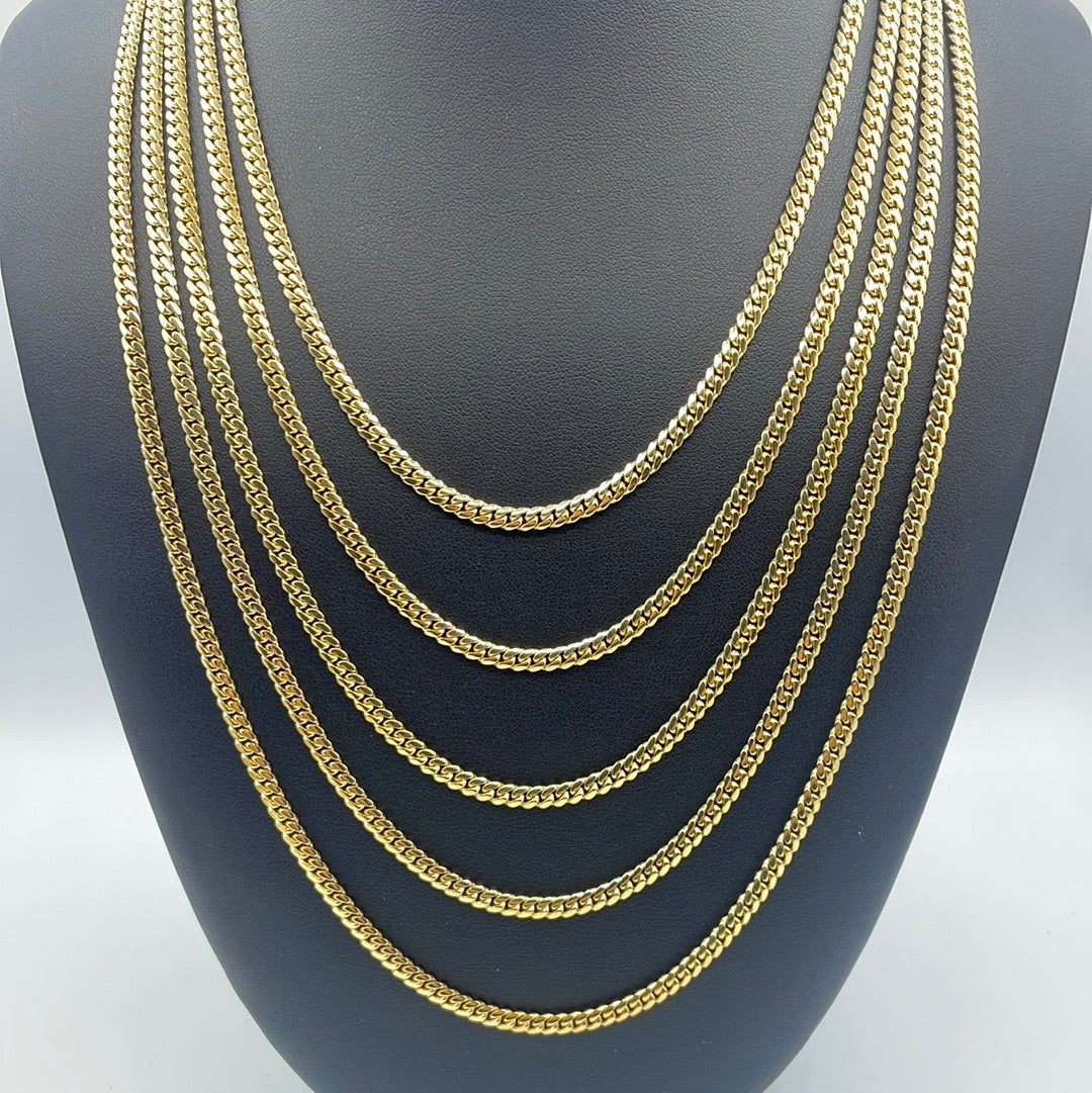 14K 4MM Solid Cuban Link Chains 18-26"