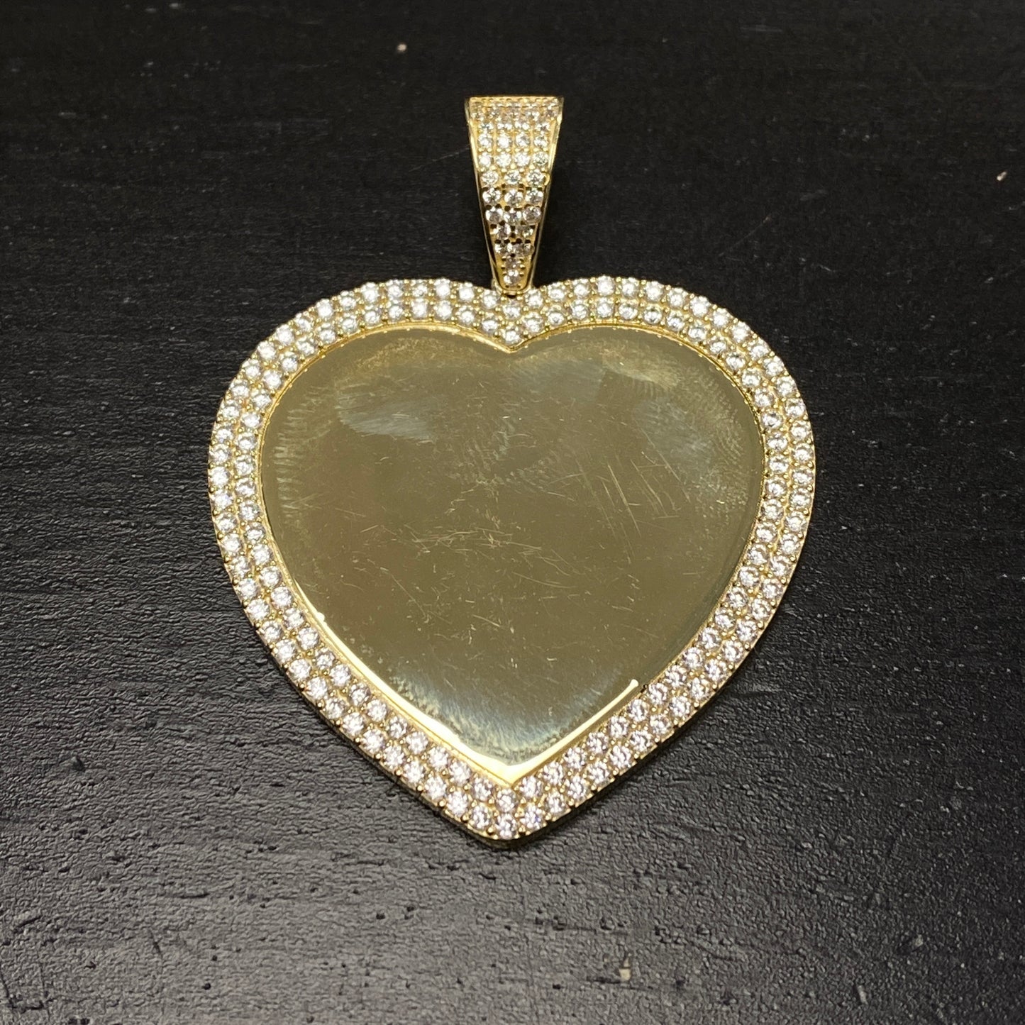 10K Double Halo Heart Photo Pendant