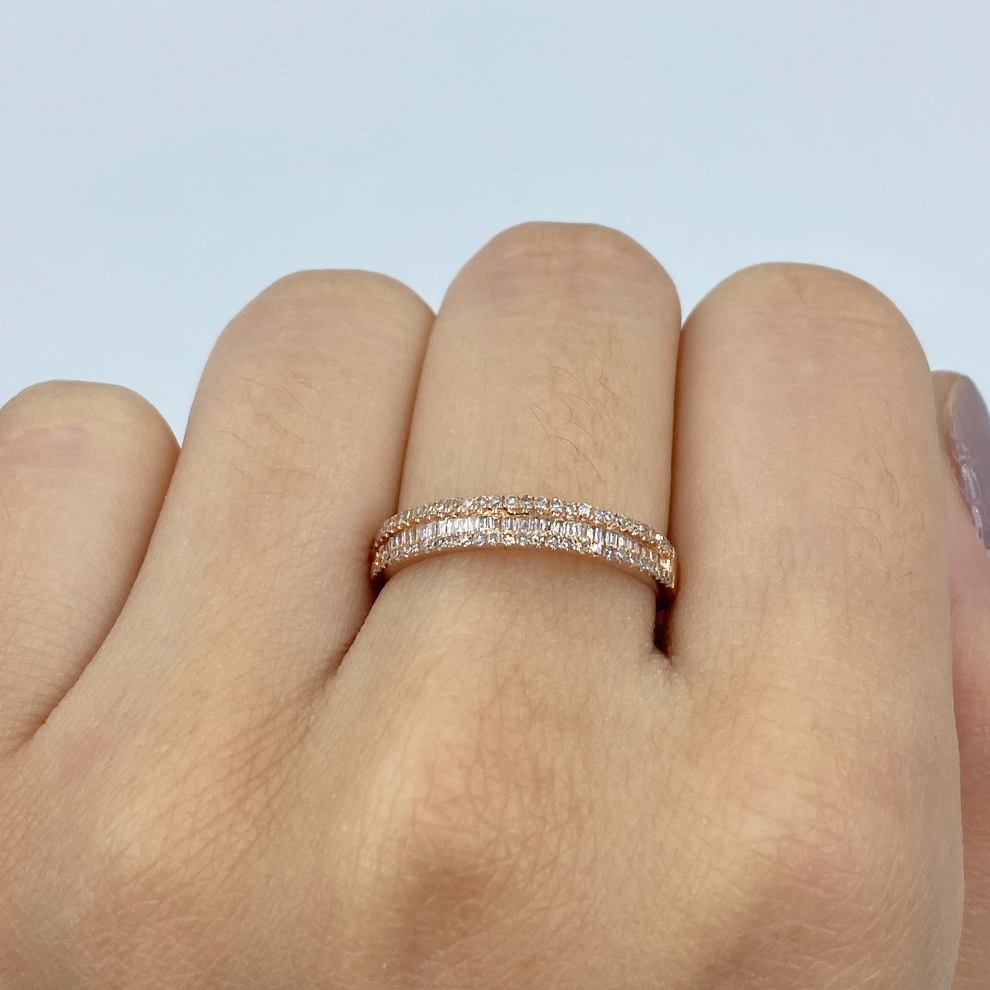 10K Diamond Baguette Half-Way Eternity Band Ring