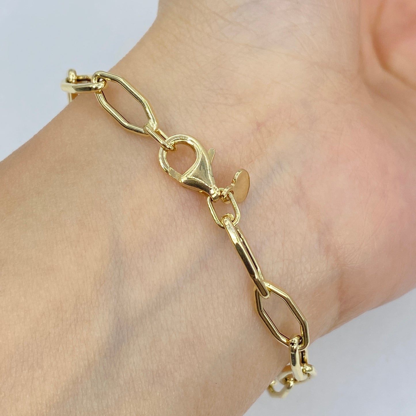 14K Oval Flat Link Bracelet 7"