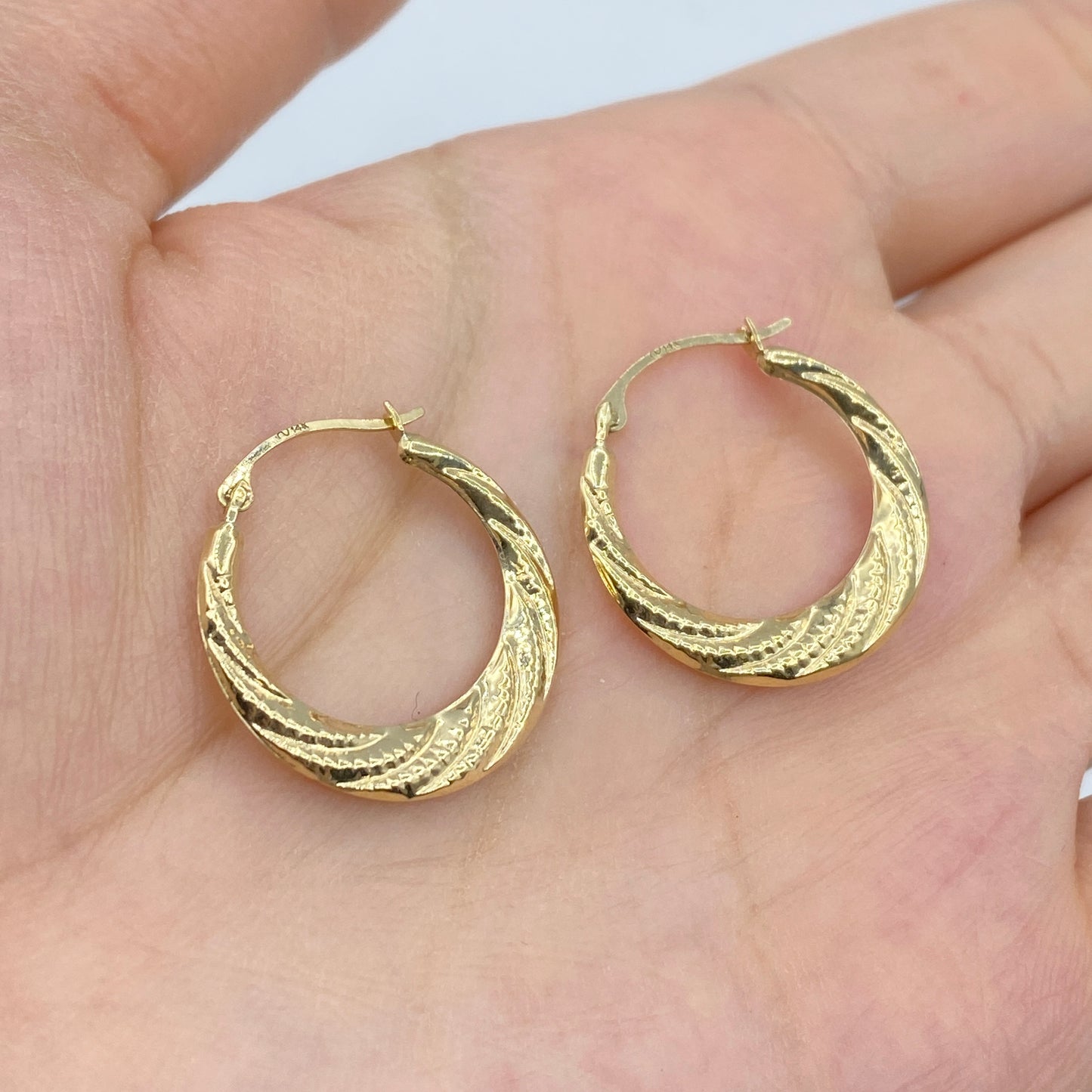 14K Wave Hoop Earrings