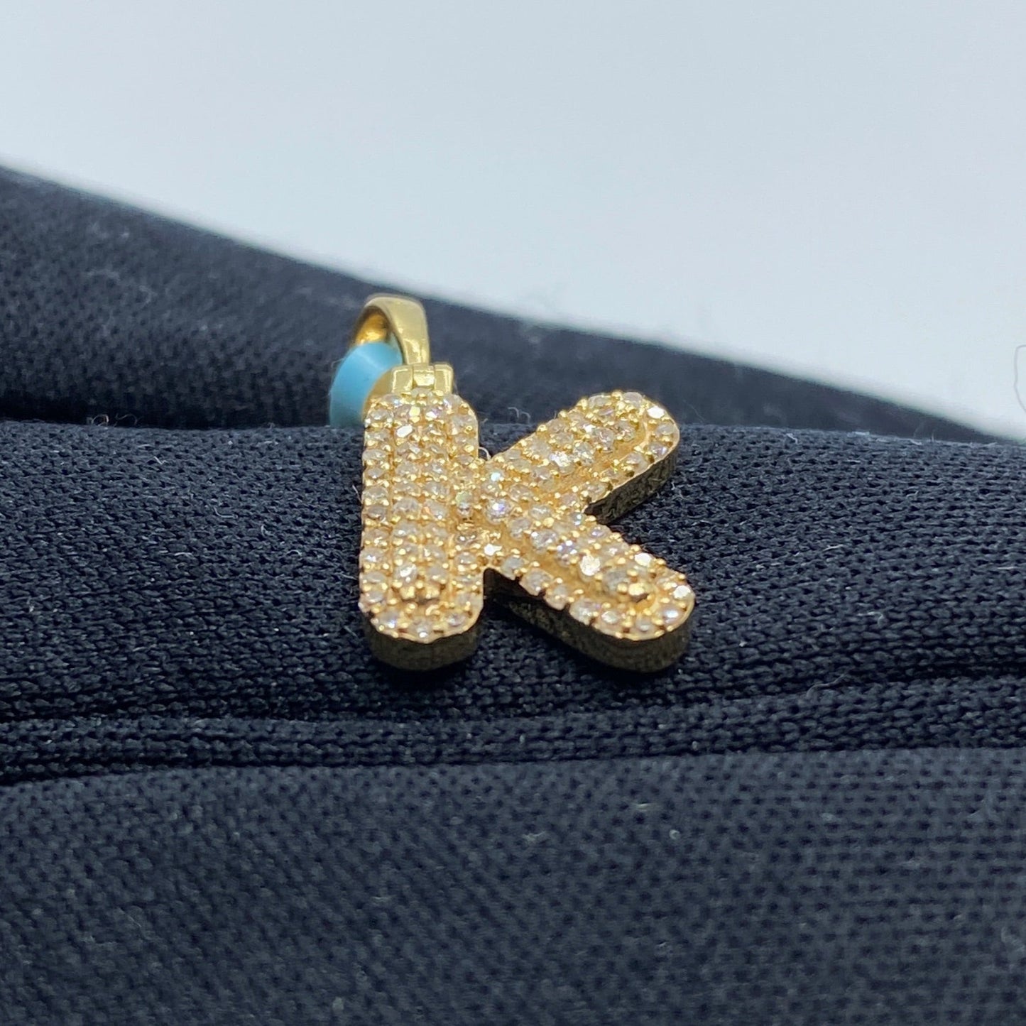 14k Initial K Bubble Pendant