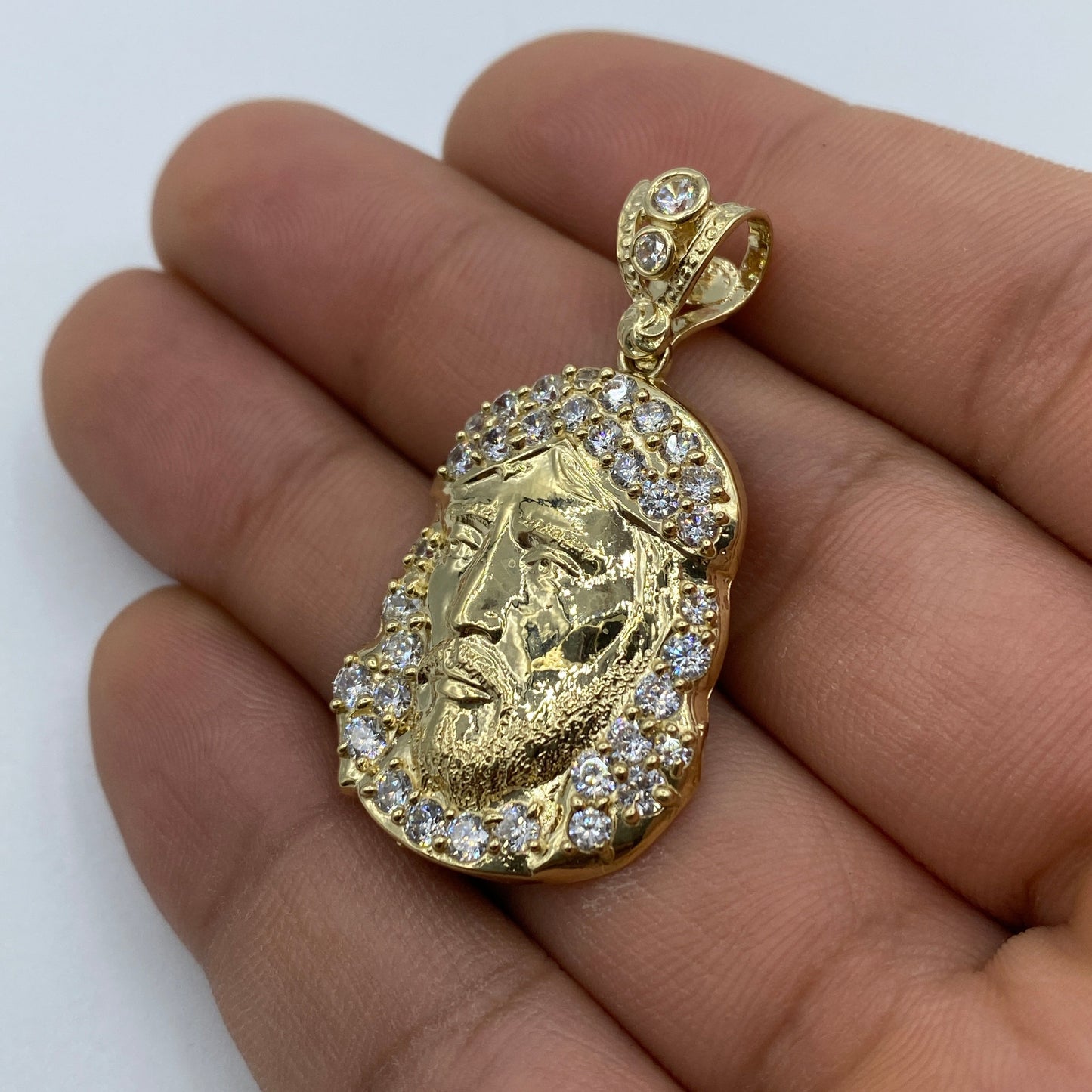 14K Jesus Head Pendant 1.5"